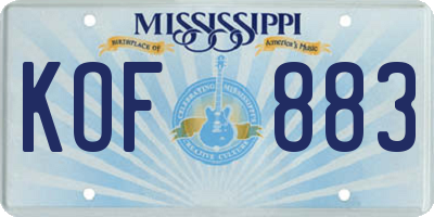 MS license plate KOF883