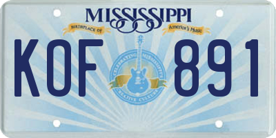 MS license plate KOF891