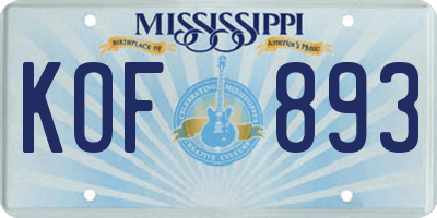 MS license plate KOF893