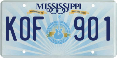 MS license plate KOF901