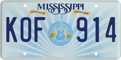MS license plate KOF914