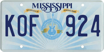 MS license plate KOF924