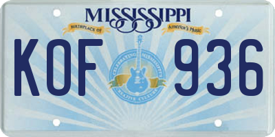 MS license plate KOF936