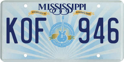 MS license plate KOF946