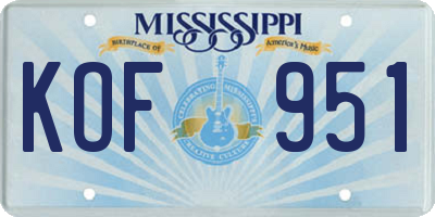 MS license plate KOF951