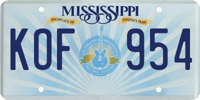MS license plate KOF954