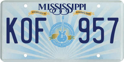 MS license plate KOF957