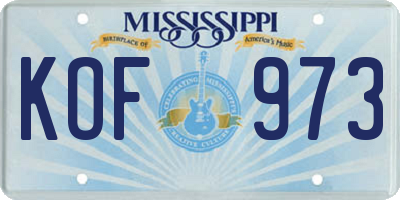 MS license plate KOF973
