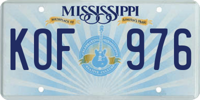 MS license plate KOF976