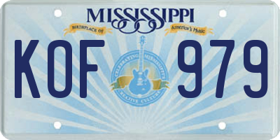 MS license plate KOF979