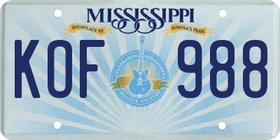 MS license plate KOF988