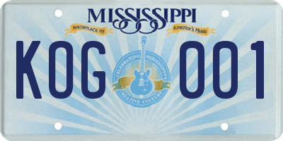 MS license plate KOG001