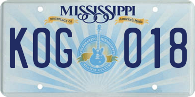MS license plate KOG018