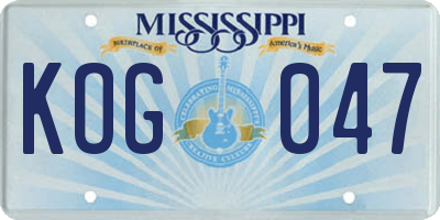 MS license plate KOG047