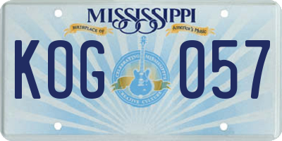 MS license plate KOG057