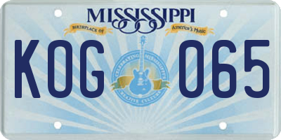 MS license plate KOG065