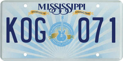MS license plate KOG071