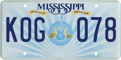 MS license plate KOG078