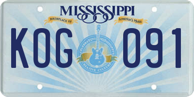 MS license plate KOG091