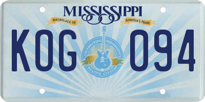 MS license plate KOG094