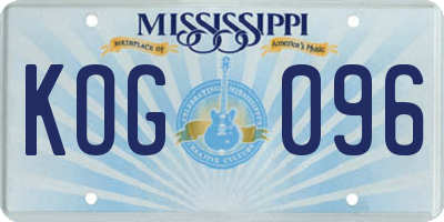 MS license plate KOG096