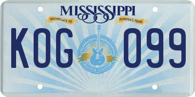 MS license plate KOG099