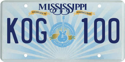 MS license plate KOG100