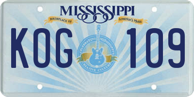 MS license plate KOG109