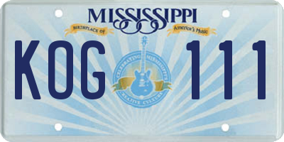 MS license plate KOG111