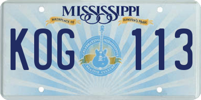 MS license plate KOG113