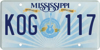 MS license plate KOG117