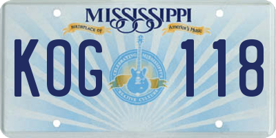 MS license plate KOG118