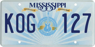 MS license plate KOG127