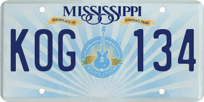 MS license plate KOG134