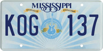 MS license plate KOG137
