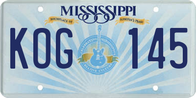 MS license plate KOG145