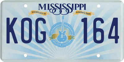 MS license plate KOG164