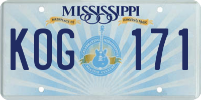 MS license plate KOG171
