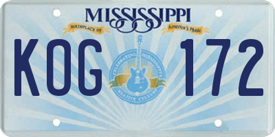 MS license plate KOG172