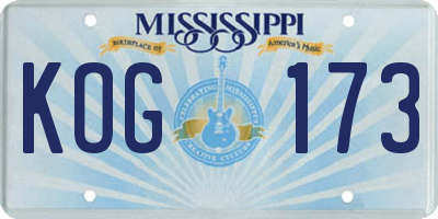 MS license plate KOG173