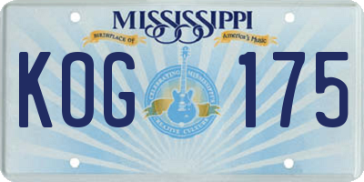 MS license plate KOG175