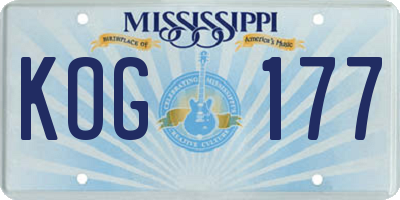 MS license plate KOG177