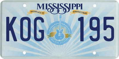 MS license plate KOG195