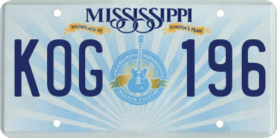 MS license plate KOG196