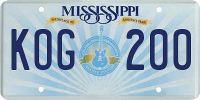 MS license plate KOG200