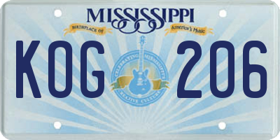 MS license plate KOG206