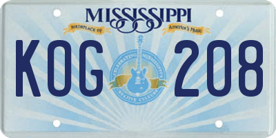 MS license plate KOG208