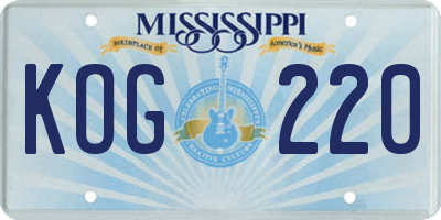 MS license plate KOG220