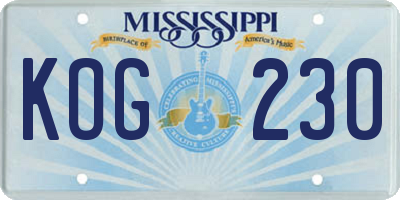 MS license plate KOG230