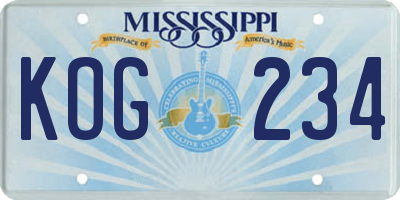 MS license plate KOG234